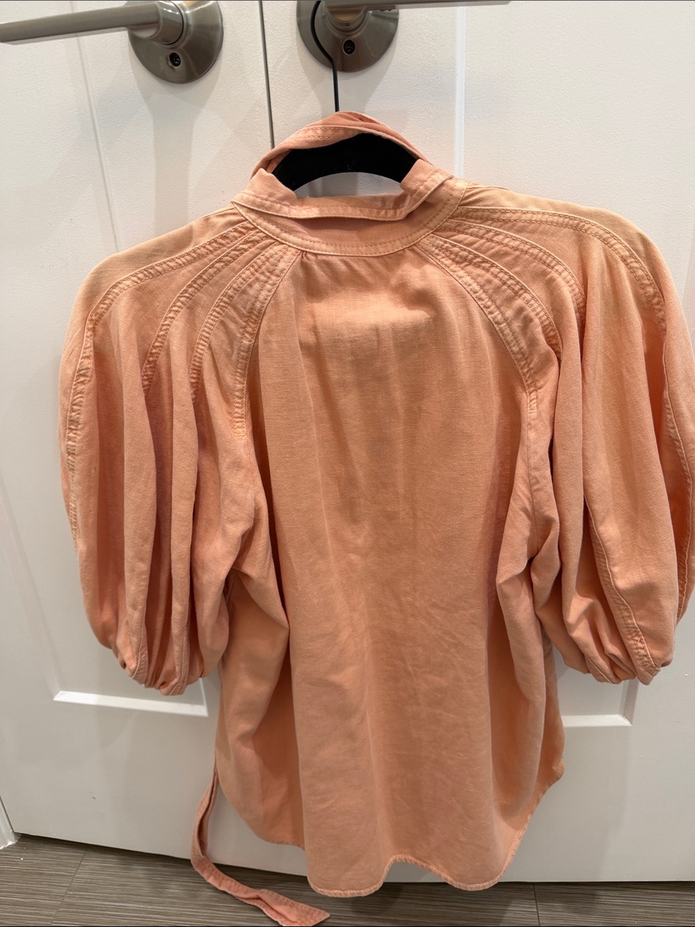 Zimmermann Peach Tie-Neck Button Blouse - Picture 4 of 4